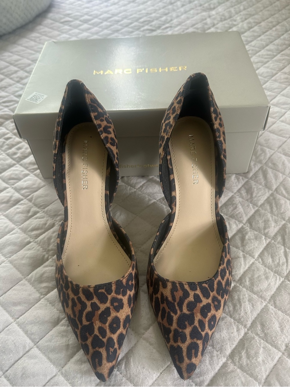 NWB Marc Fisher Christa2 Leopard d’Orsay Pumps Heels 7.5 M
